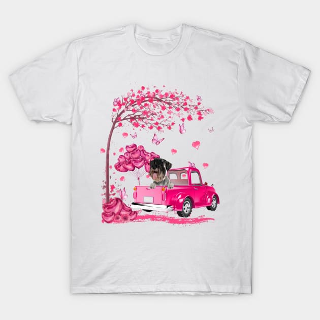 Valentine's Day Love Pickup Truck Standard Schnauzer T-Shirt by SuperMama1650